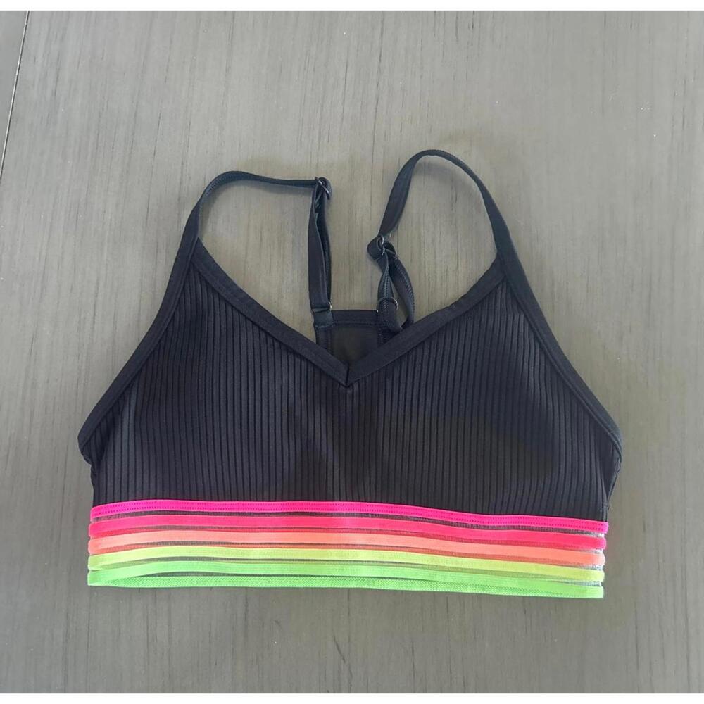 Victoria Secret PINK Black Racerback Lightly Lined Sports Bra Size XS